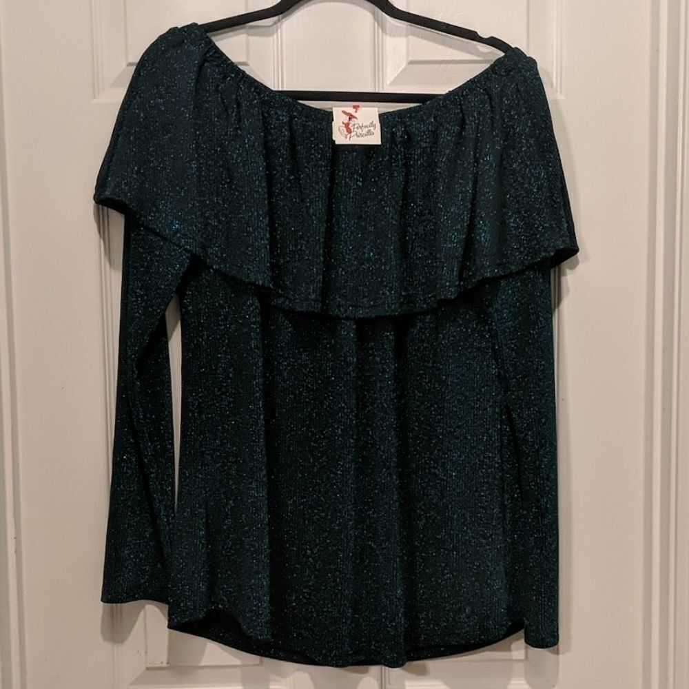Umgree blue shimmery off the shoulder top Sz XL